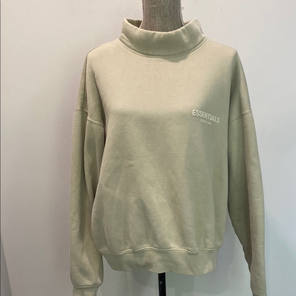 FEAR OF GOD ESSENTIALS LOGO MOCK NECK SWEATSHIRT Seafoam - Picture 7 of 11